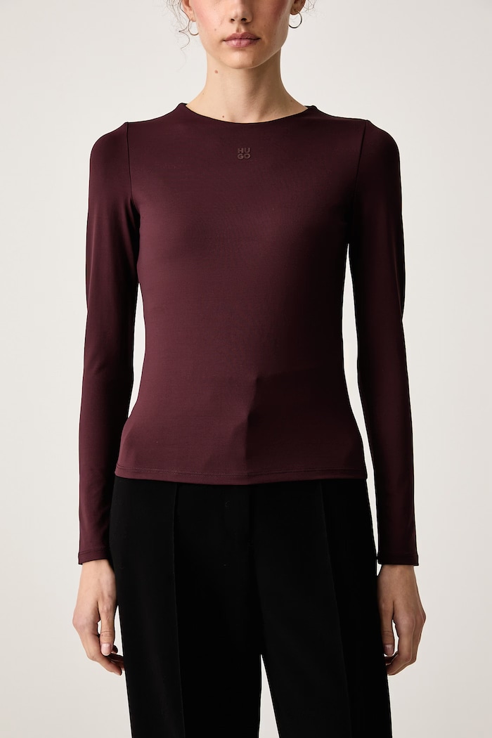 Longsleeve damski Dasiia HUGO 50545208 brązowy