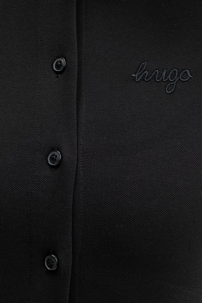 HUGO Blue polo tričko dámske bavlnené s elastanom Darbican_B 50564388 čierna