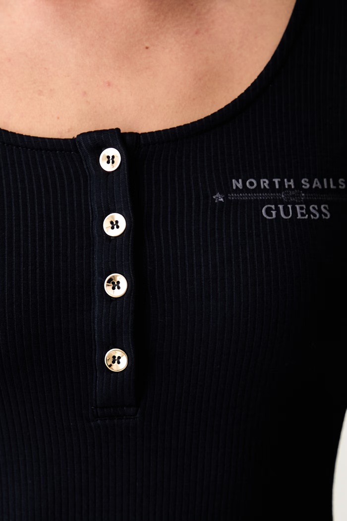 Guess longsleeve damski z wiskozy X NORTH SAILS W6YP60.K5318 granatowy