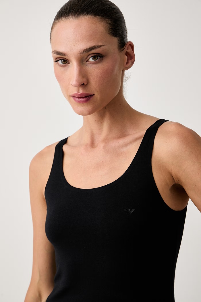 Emporio Armani Underwear top lounge damski bawełniany z elastanem czarny EW004628.AF25589