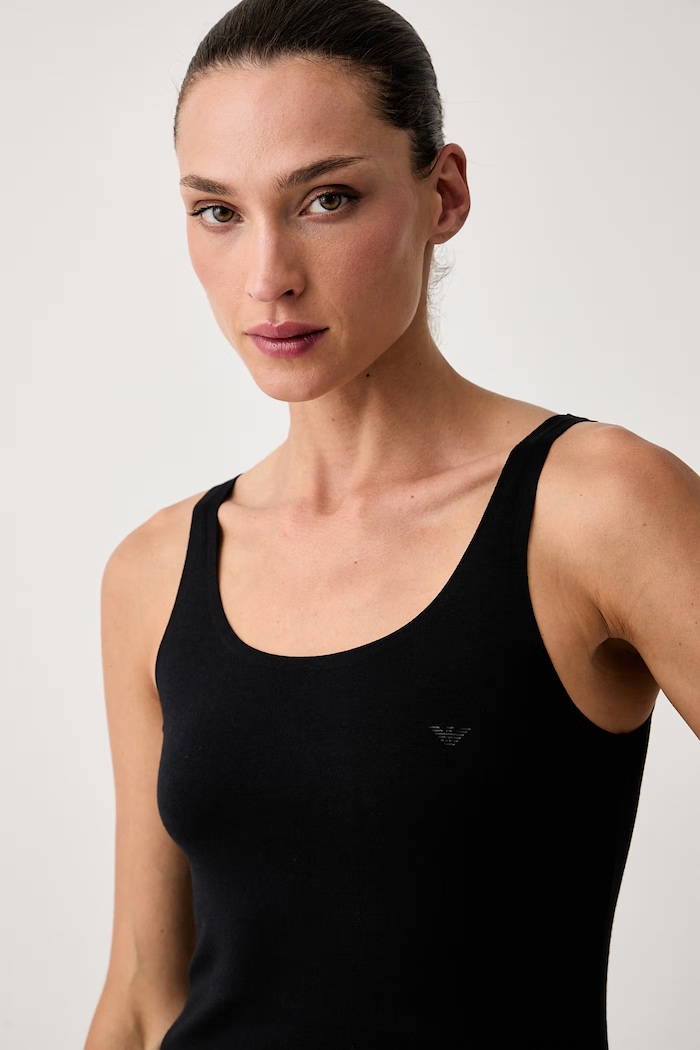 Emporio Armani Underwear top lounge damski bawełniany z elastanem czarny EW004628.AF25589