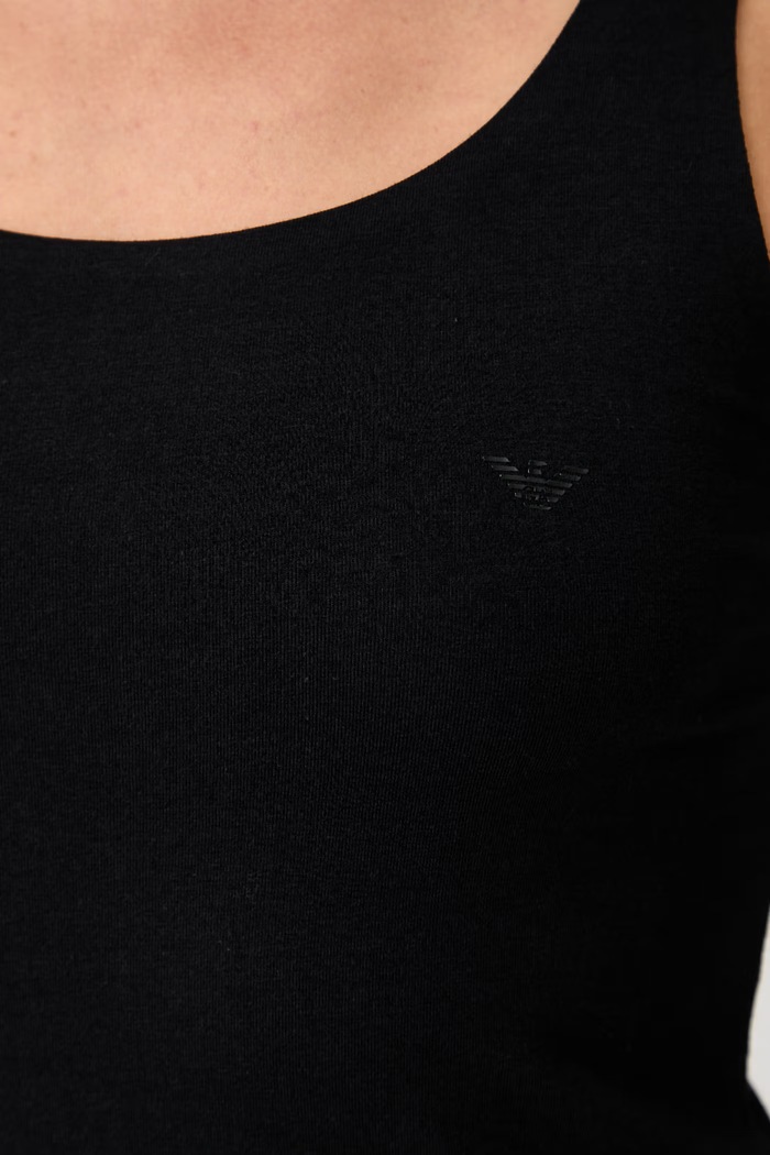Emporio Armani Underwear top lounge damski bawełniany z elastanem EW004628.AF25589 czarny