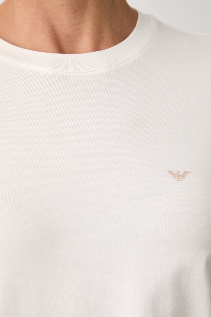 Emporio Armani Underwear longsleeve lounge damski bawełniany z elastanem EW001899.AF25589 beżowy