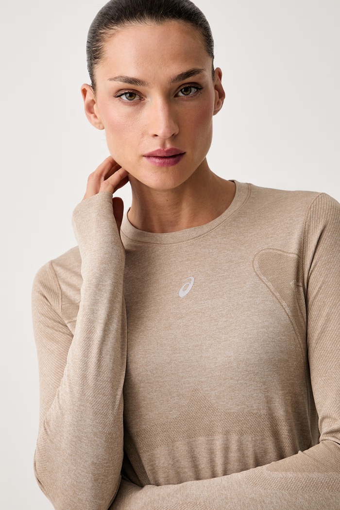 Asics longsleeve treningowy damski ROAD SEAMLESS LS TOP brązowy 2012D290.200