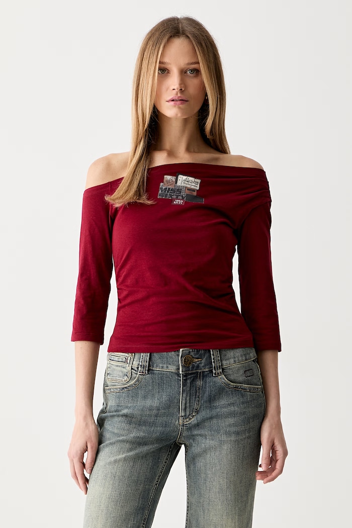 Miss Sixty a maniche lunghe da donna con cotone rosso 6M2SJ4550B