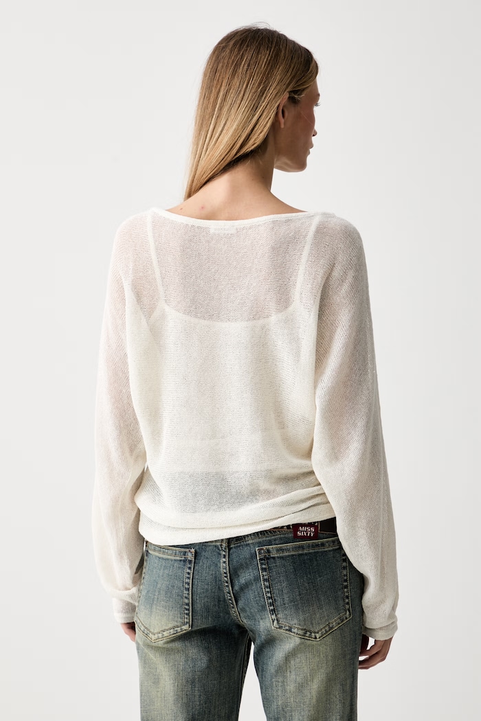 Miss Sixty sweter damski z lnem beżowy 6M2RJ41400