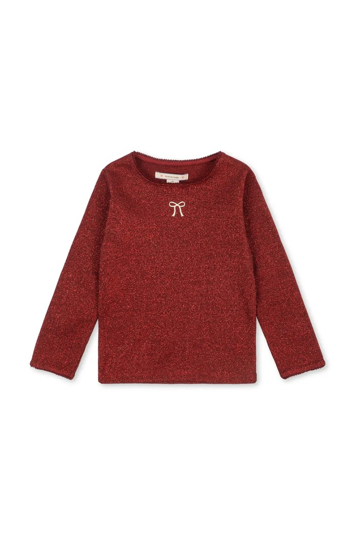 Konges Sløjd Longsleeve dziecięcy z bawełną ROLI BLOUSE OCS bordowy KS106585.9BY2