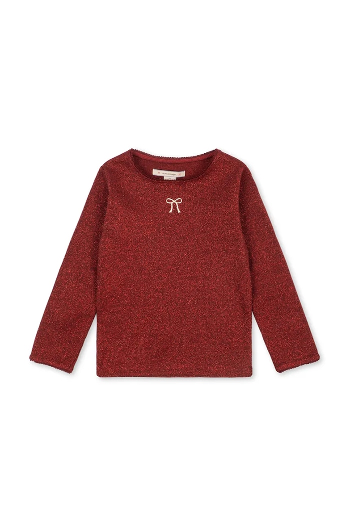 Konges Sløjd Longsleeve dziecięcy z bawełną ROLI BLOUSE OCS bordowy KS106585.9BY2