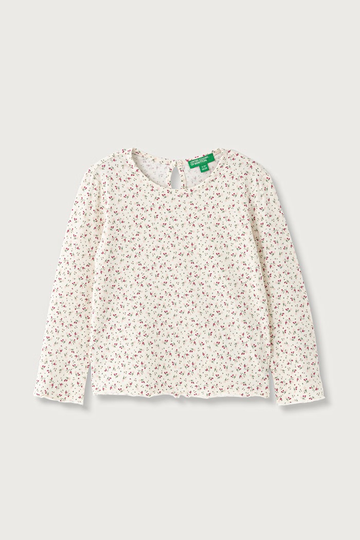 United Colors of Benetton Longsleeve dziecięcy bawełniany z elastanem beżowy 3H2LG10OE.P.Seasonal