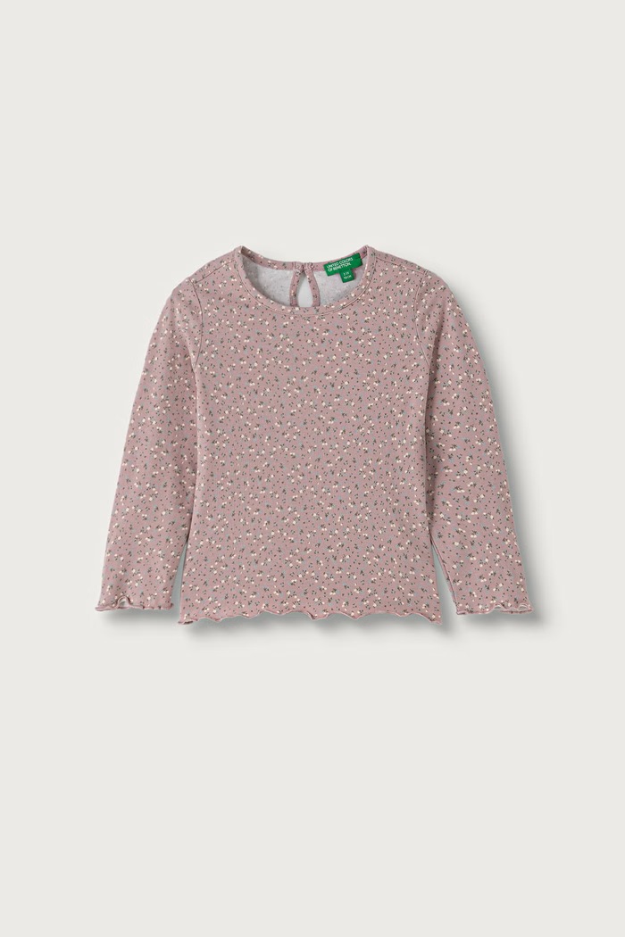 United Colors of Benetton Longsleeve dziecięcy bawełniany z elastanem różowy 3H2LG10OE.P.Seasonal