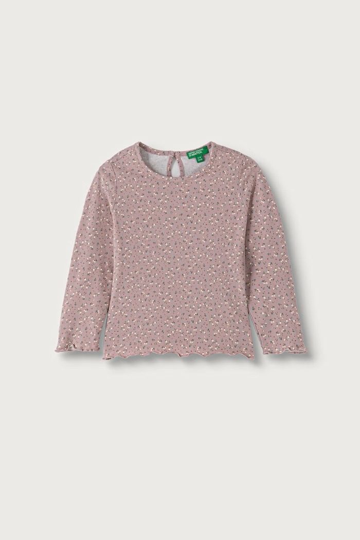 United Colors of Benetton Longsleeve dziecięcy bawełniany z elastanem różowy 3H2LG10OE.P.Seasonal
