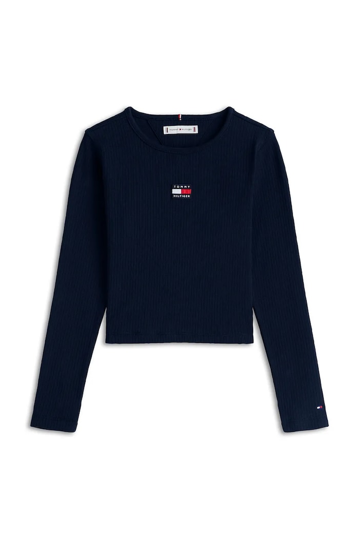Tommy Hilfiger Longsleeve dziecięcy z bawełną KG0KG09065.104.122.9BY5 granatowy AW26