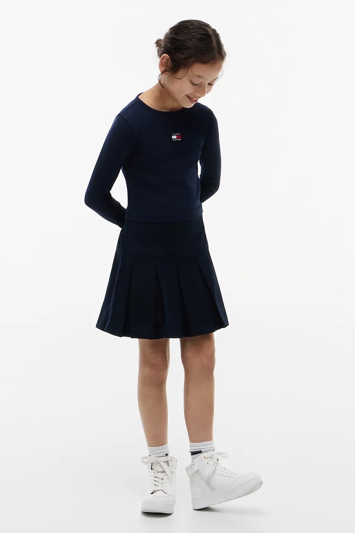 Longsleeve dziecięcy z bawełną Tommy Hilfiger KG0KG09065.104.122.9BY5 granatowy
