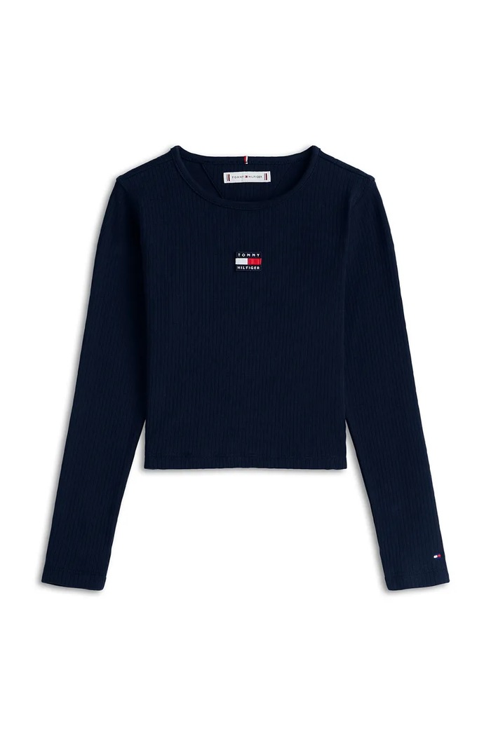 Tommy Hilfiger Longsleeve dziecięcy z bawełną KG0KG09065.104.122.9BY4 granatowy AW26