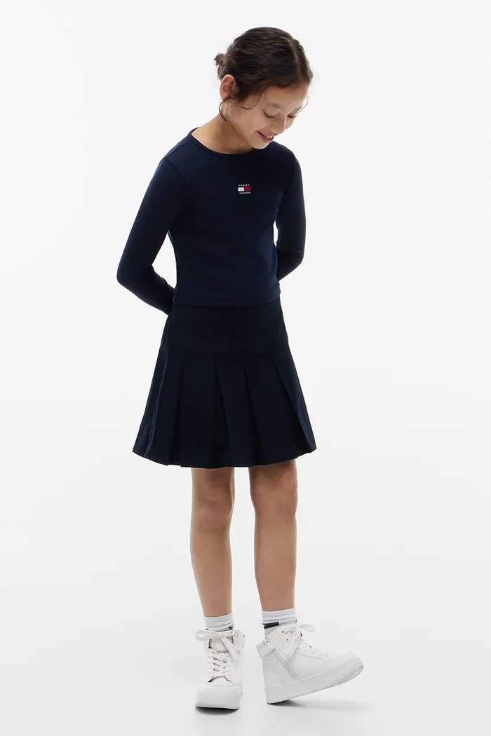 Longsleeve dziecięcy z bawełną Tommy Hilfiger KG0KG09065.104.122.9BY2 granatowy