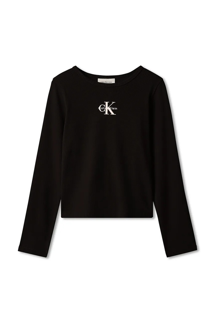 Calvin Klein Jeans Longsleeve dziecięcy z bawełną LVCKFJB06G.9BY2 czarny AW26
