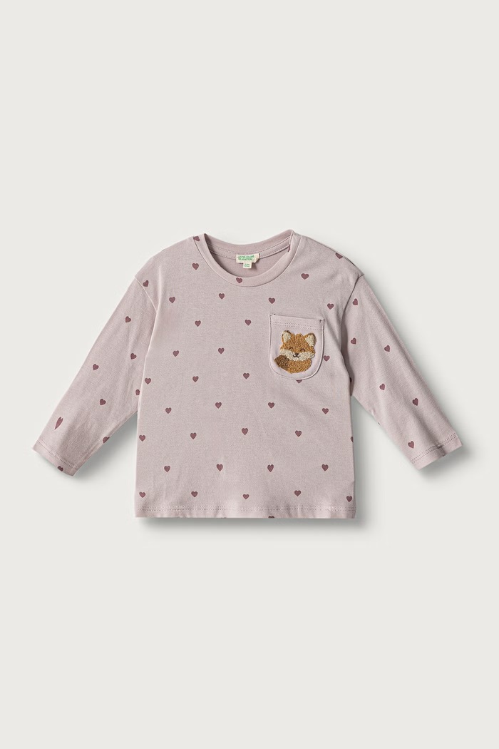 United Colors of Benetton Longsleeve niemowlęcy bawełniany różowy 3Q74A107G.W.Seasonal