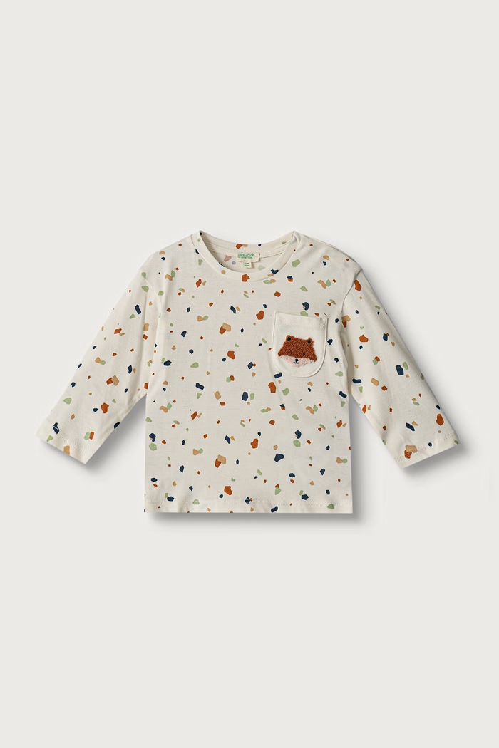 United Colors of Benetton Longsleeve niemowlęcy bawełniany beżowy 3Q74A107G.W.Seasonal