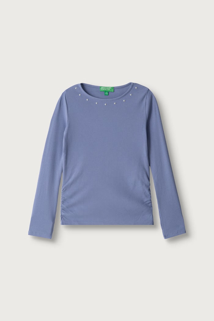 United Colors of Benetton Majica dugih rukava za djecu od pamuka s elastanom ljubičasta 3K5KC10UG.G.Seasonal