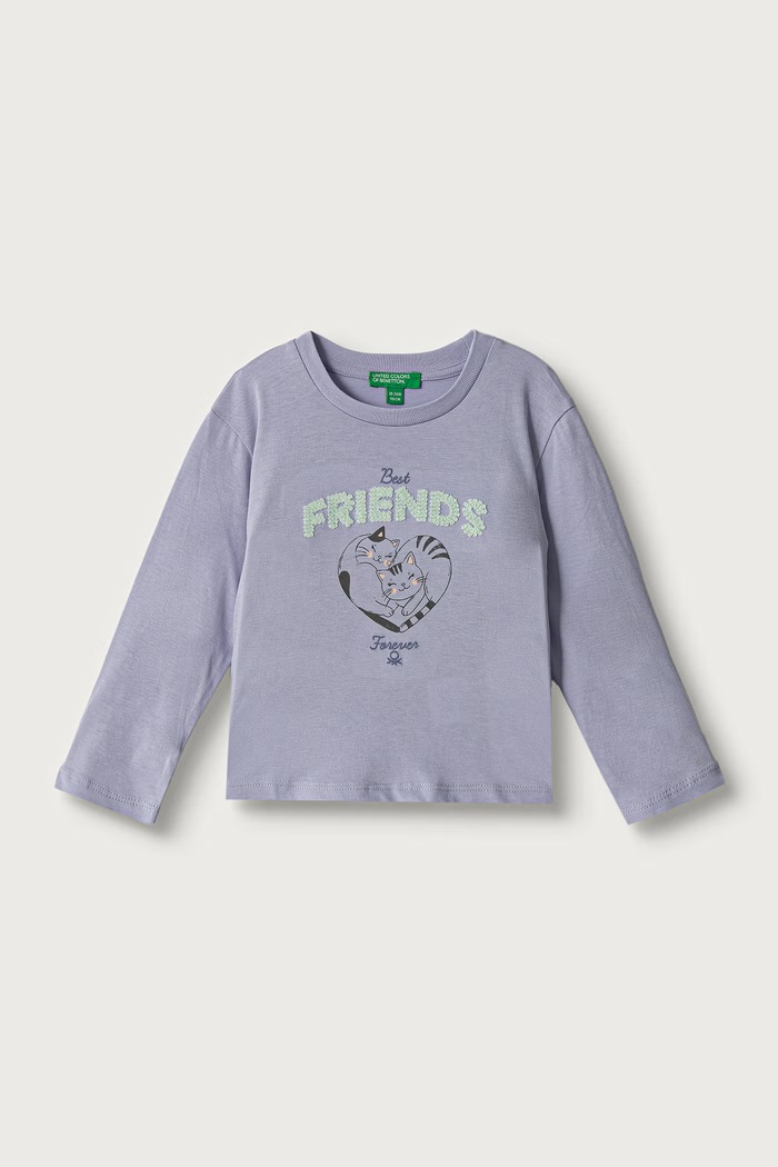 United Colors of Benetton Longsleeve dziecięcy bawełniany fioletowy 3I1XG10NH.P.Seasonal