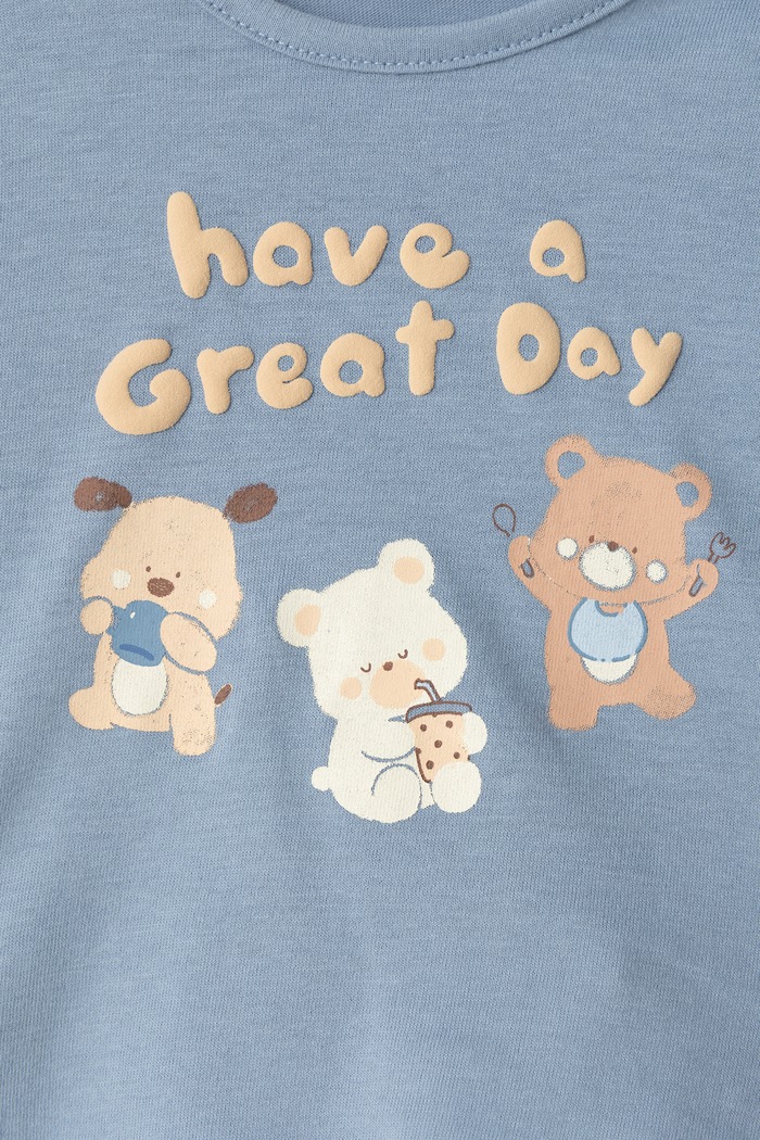 Fete United Colors of Benetton Longsleeve pentru bebeluși din bumbac 3ATNA107H.W.Seasonal albastru