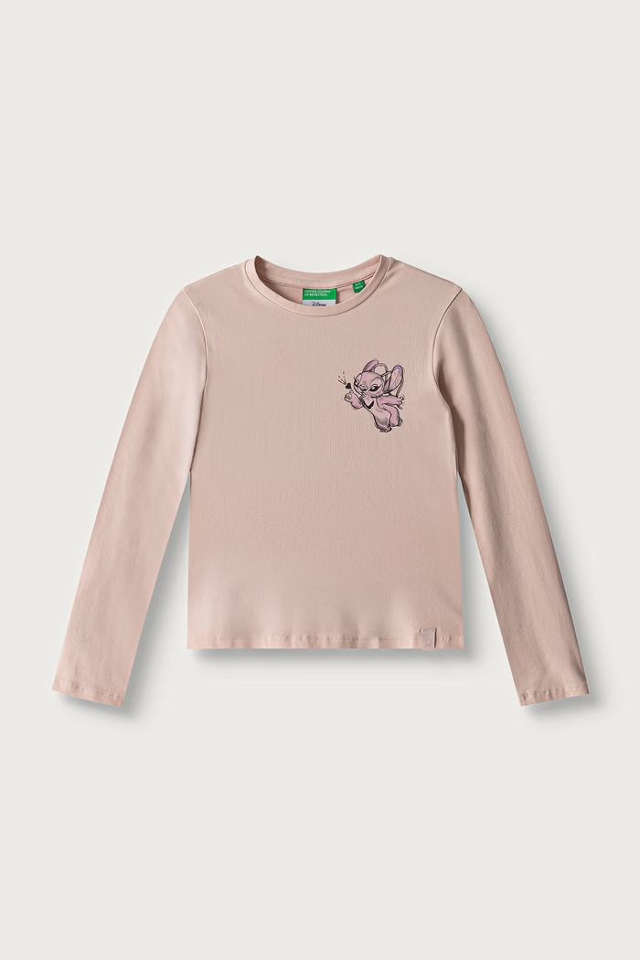 United Colors of Benetton Majica z dolgimi rokavi otroška z bombažem roza 3MO6C10U2.G.Seasonal