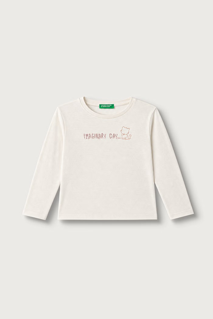 United Colors of Benetton Majica dugih rukava za djecu od pamuka bež 3I1XG10FH.P.Reproposal