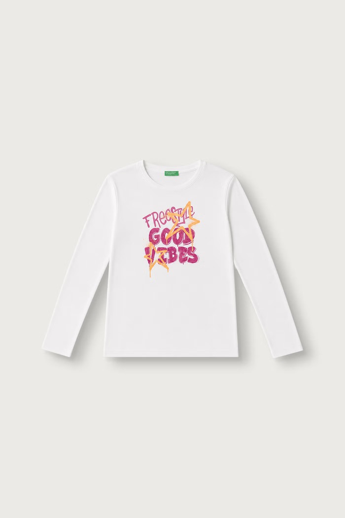 United Colors of Benetton Longsleeve dziecięcy bawełniany biały 3I1XC10KB.G.Reproposal