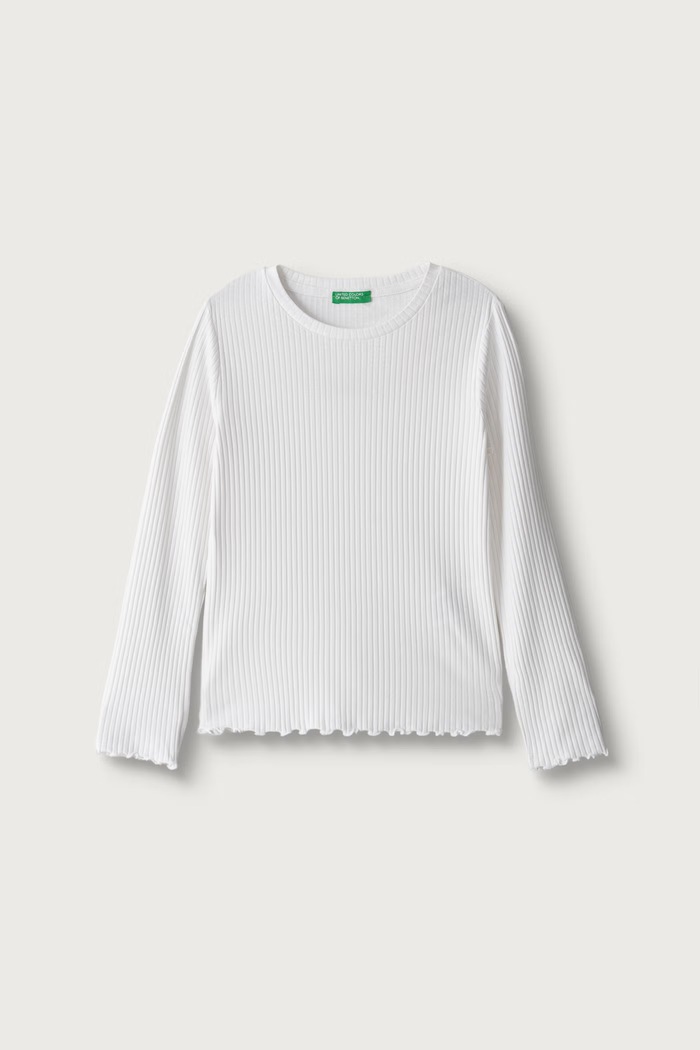 United Colors of Benetton Majica dugih rukava za djecu od pamuka s elastanom bijela 3F1EC10N1.G.Reproposal