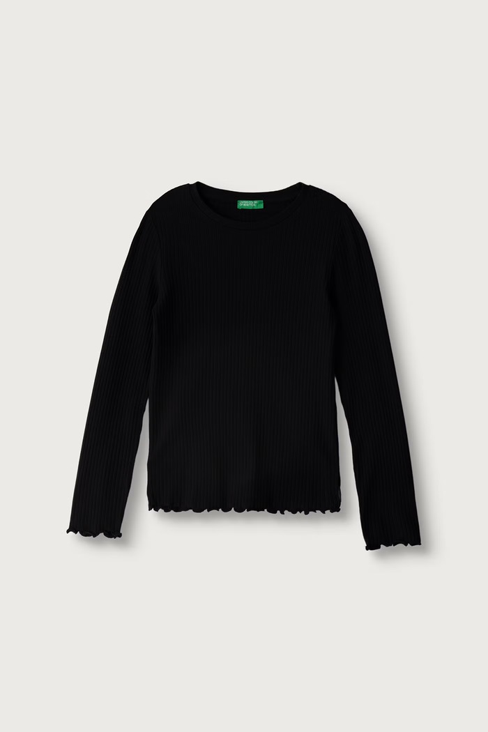 United Colors of Benetton Majica dugih rukava za djecu od pamuka s elastanom crna 3F1EC10N1.G.Reproposal