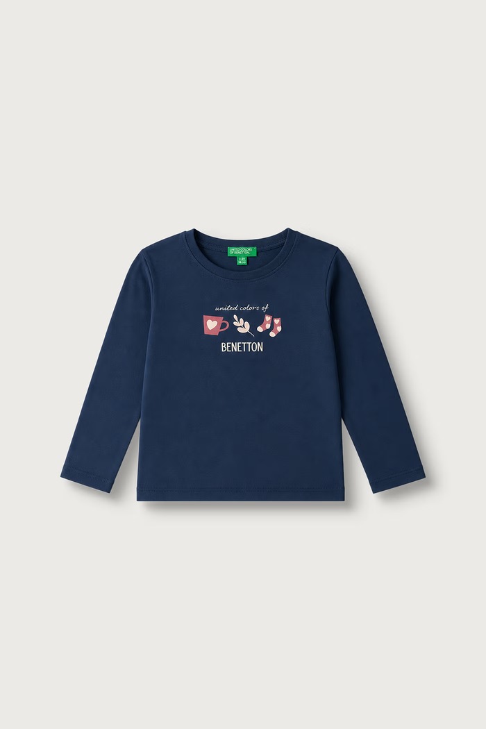 United Colors of Benetton Longsleeve dziecięcy bawełniany granatowy 3ATNG10NI.P.Seasonal