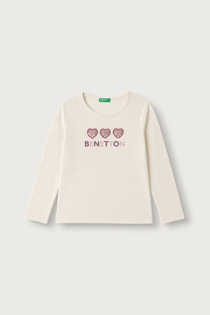 United Colors of Benetton Majica dugih rukava za djecu od pamuka bež 3ATNG10GI.P.Reproposal