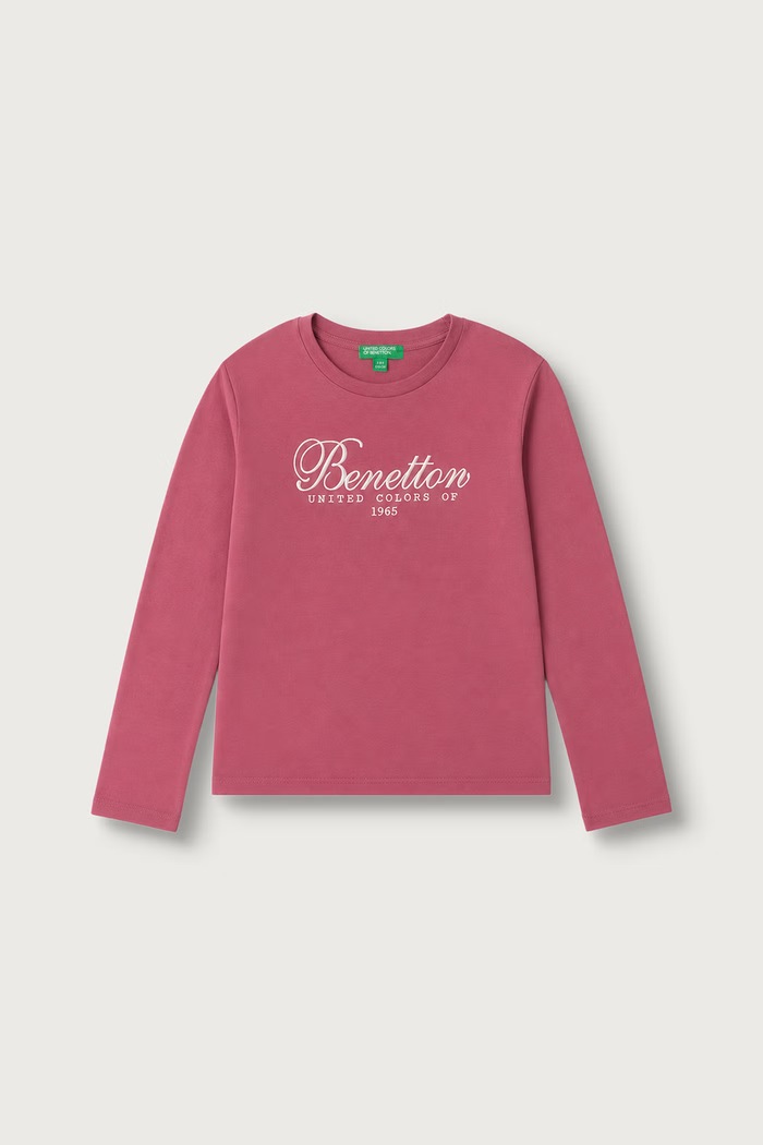United Colors of Benetton Longsleeve dziecięcy bawełniany różowy 3ATNC10U8.G.Seasonal