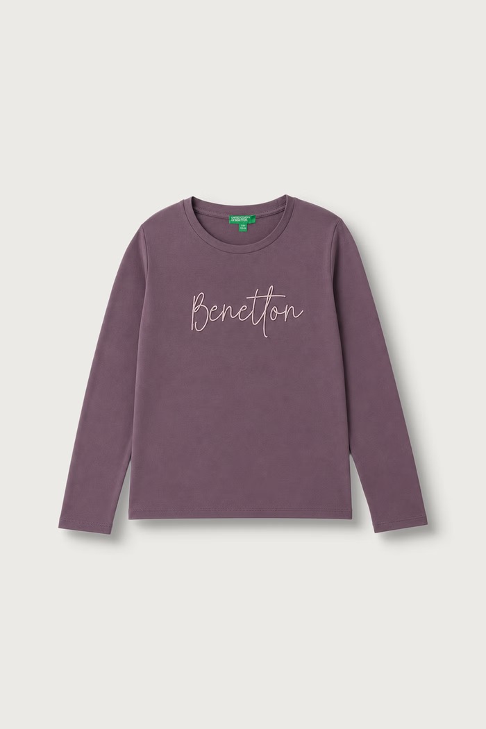 United Colors of Benetton Longsleeve dziecięcy bawełniany fioletowy 3ATNC10U8.G.Seasonal
