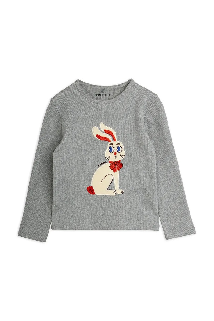 Mini Rodini T-shirt dziecięcy bawełniany Rabbits szary 26720100