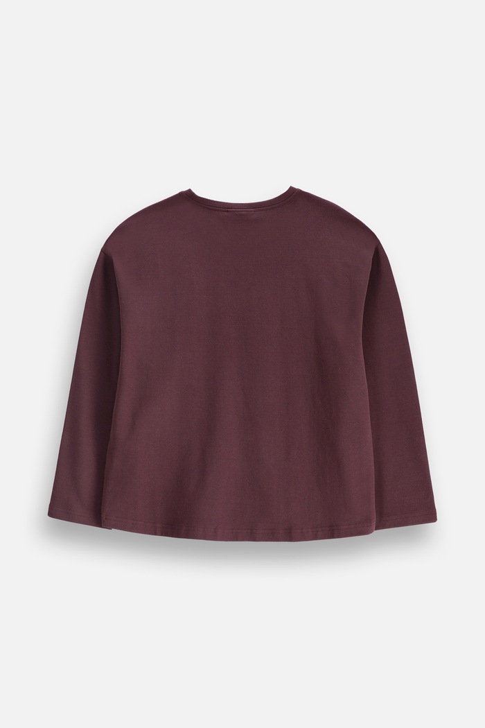 Coccodrillo Longsleeve dziecięcy bawełniany z elastanem ZC6143102WGJ bordowy AW26
