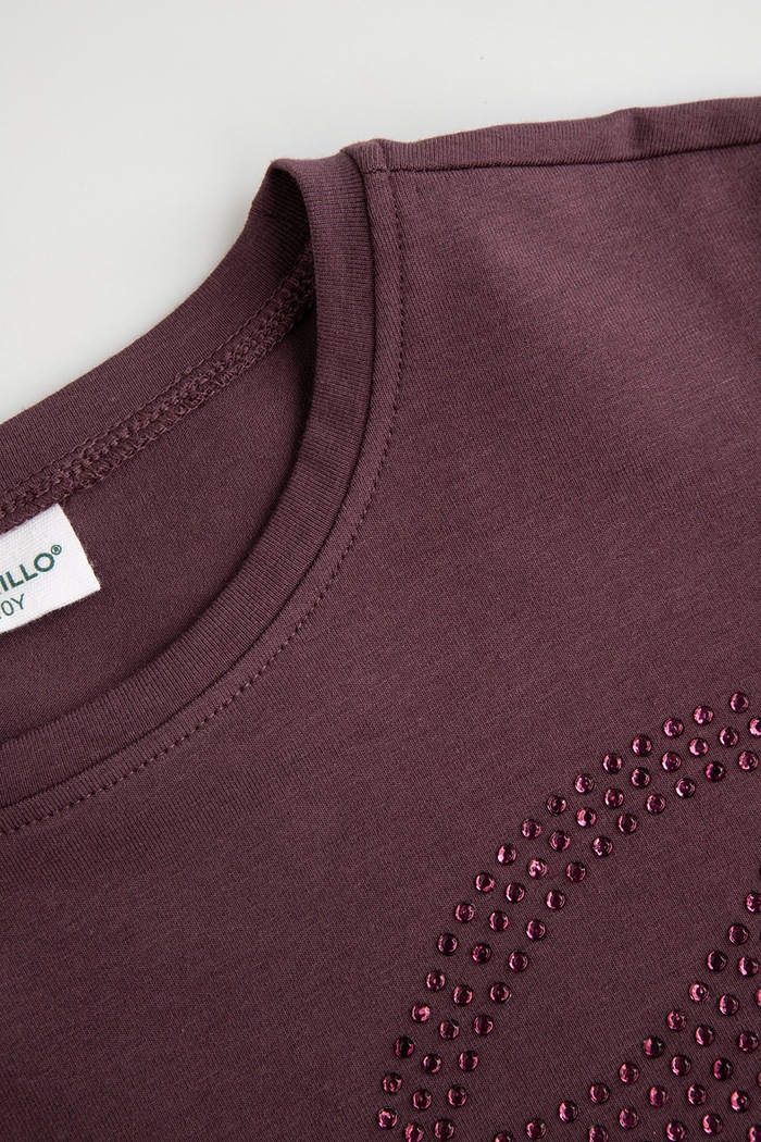 Dziewczynka Coccodrillo Longsleeve dziecięcy bawełniany z elastanem ZC6143102WGJ bordowy