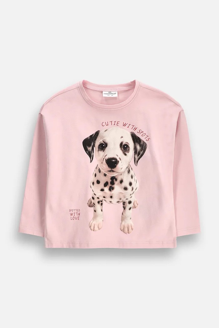 Coccodrillo Longsleeve dziecięcy z bawełną różowy ZC6143102TGK