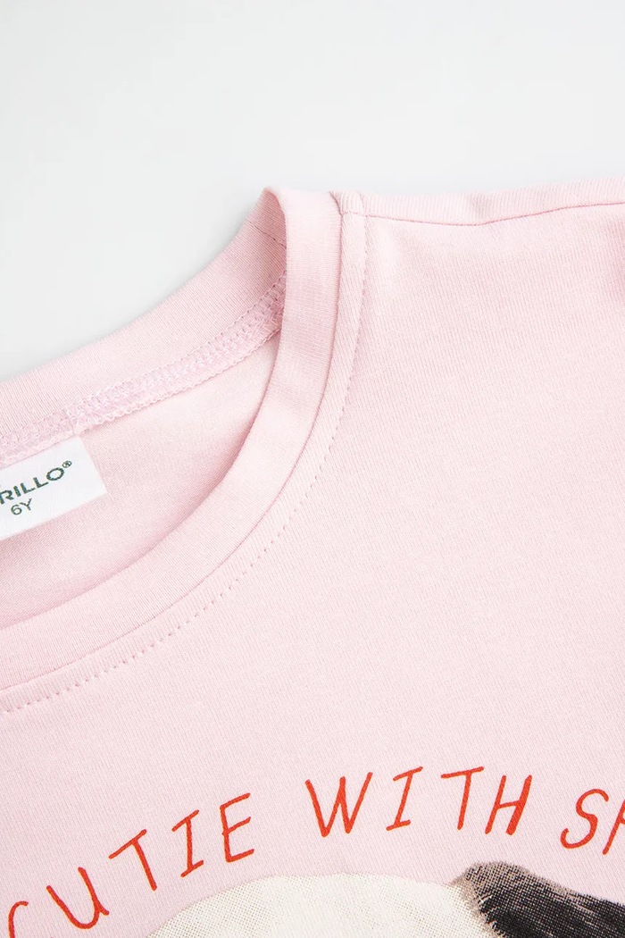 Dziewczynka Coccodrillo Longsleeve dziecięcy z bawełną ZC6143102TGK różowy