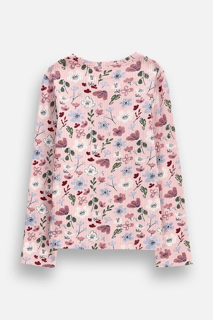 Coccodrillo Longsleeve dziecięcy bawełniany z elastanem ZC6143102FGK różowy AW26