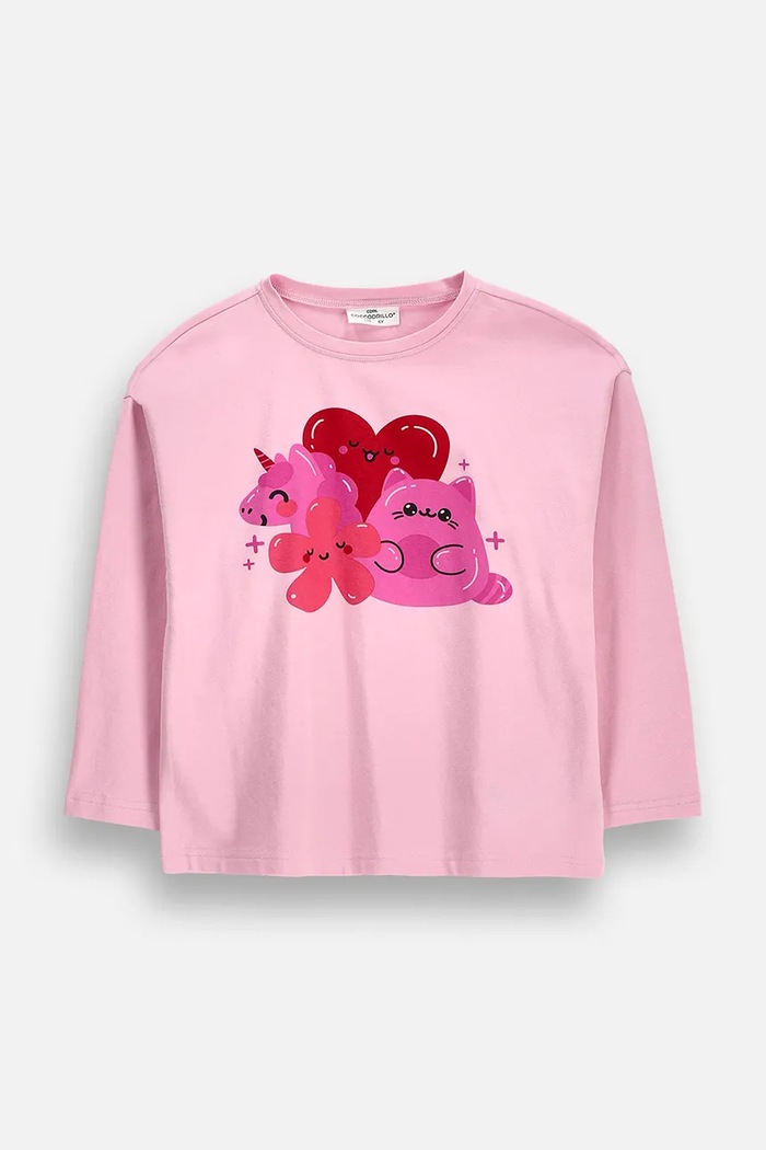 Coccodrillo Longsleeve dziecięcy bawełniany z elastanem różowy ZC6143101SGK