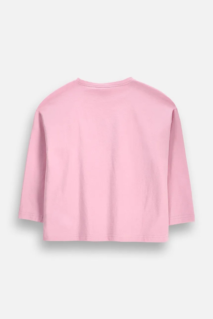 Coccodrillo Longsleeve dziecięcy bawełniany z elastanem ZC6143101SGK różowy AW26