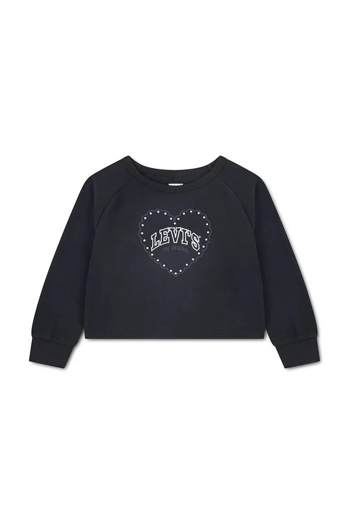Levi's блуза с дълги ръкави за деца с памук HEART KNIT TOP черен 4ER533