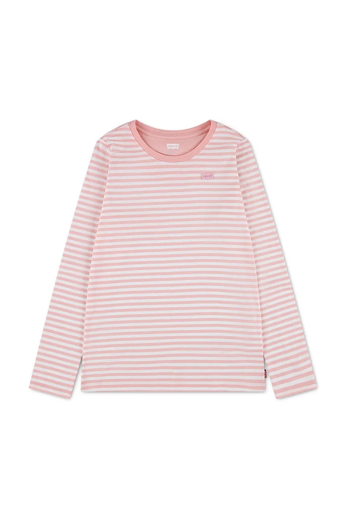 Levi's majica z dolgimi rokavi otroška z bombažem STRIPE TEE roza 3ER405