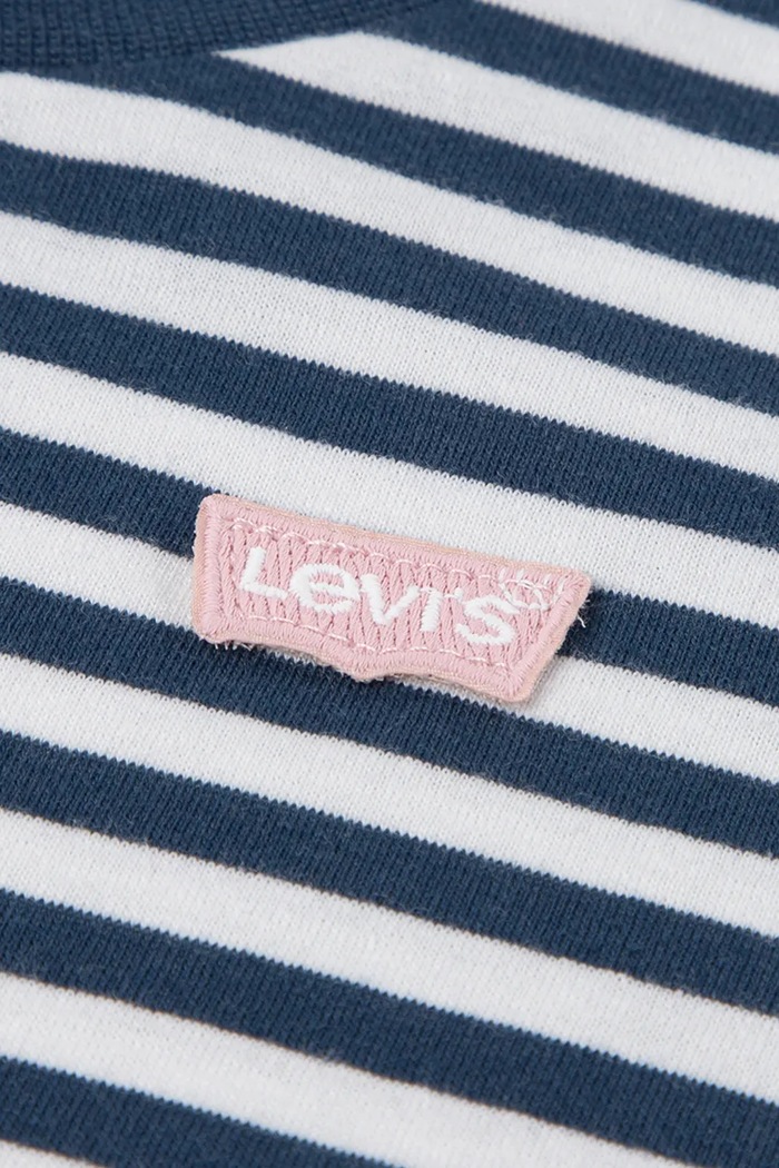 Deklice Levi's majica z dolgimi rokavi otroška z bombažem STRIPE TEE 3ER405 mornarsko modra