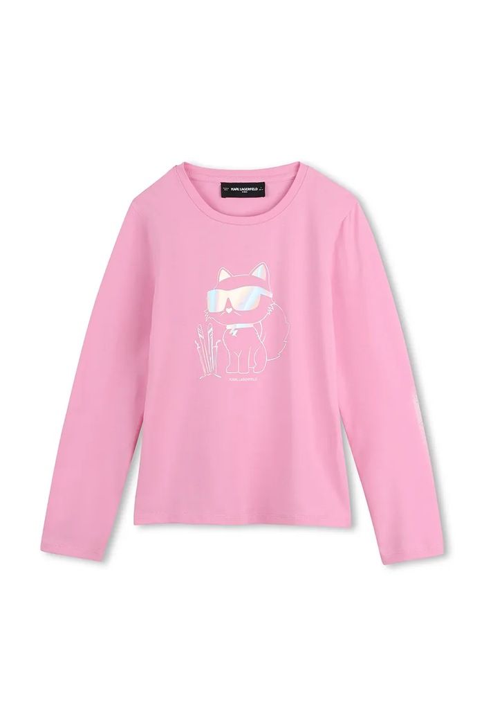 Karl Lagerfeld Maglietta a maniche lunghe per bambini con cotone rosa Z31307.114.150