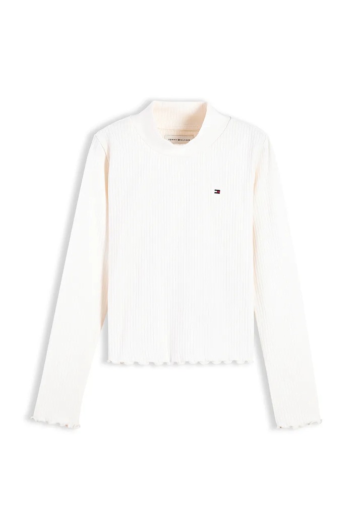 Tommy Hilfiger Longsleeve dziecięcy bawełniany z elastanem KG0KG08802.128.176.9BY2 biały AW26