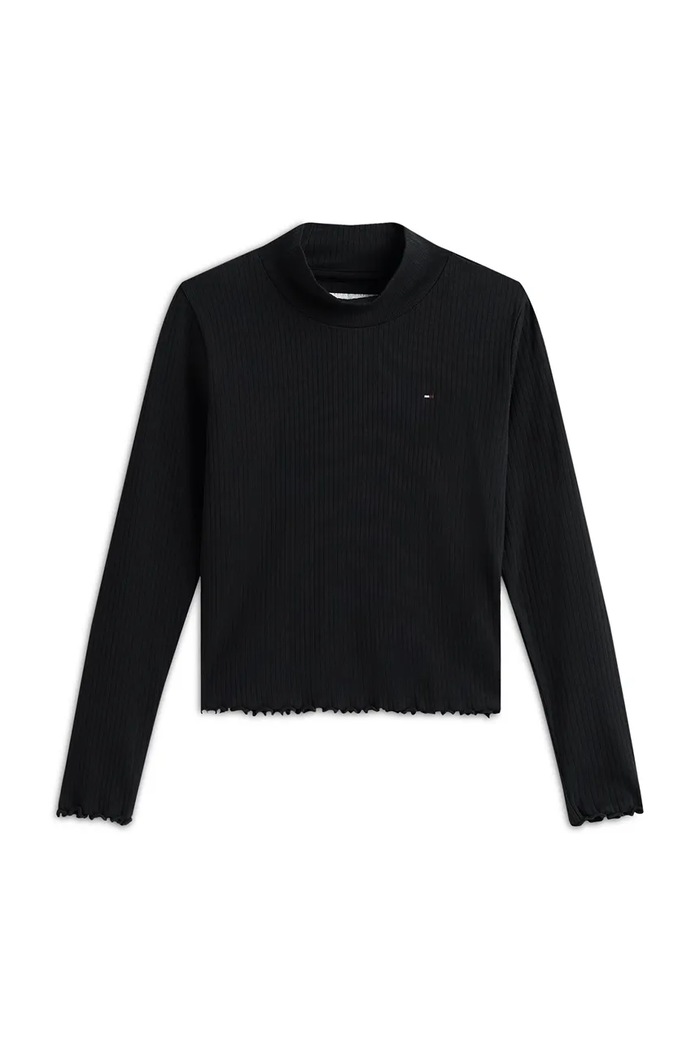 Tommy Hilfiger Longsleeve dziecięcy bawełniany z elastanem KG0KG08802.104.122.9BY2 czarny AW26