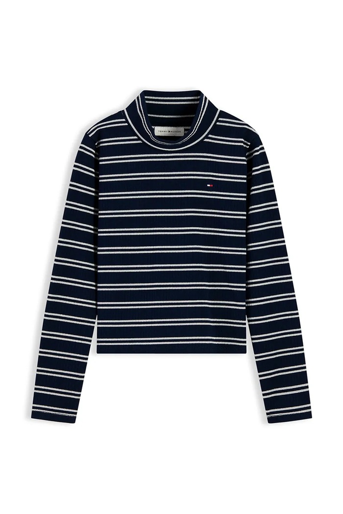 Tommy Hilfiger Longsleeve dziecięcy z bawełną granatowy KG0KG09665.128.176.9BY2