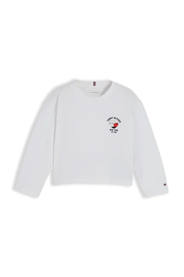 Tommy Hilfiger Longsleeve dziecięcy bawełniany KG0KG09660.9BY2 biały AW26